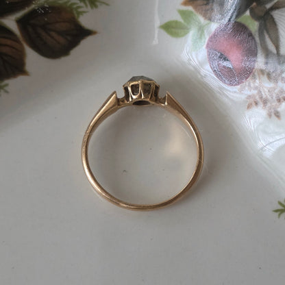Antieke 14k roségouden ring met roosdiamant