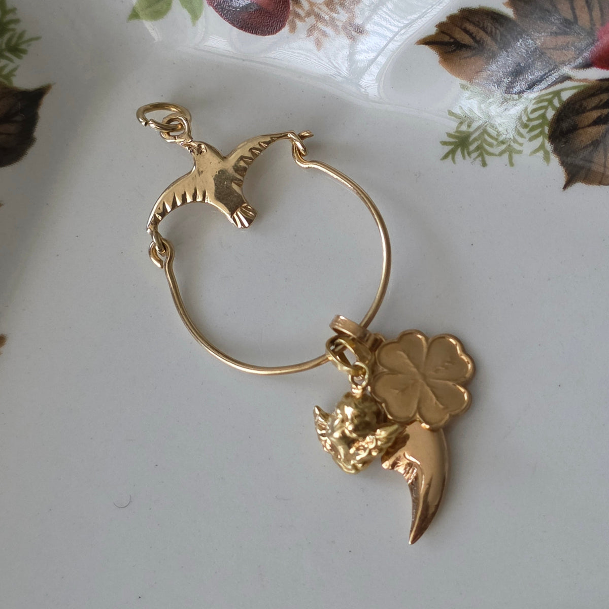 Vintage 18k gouden hanger klavertje vier