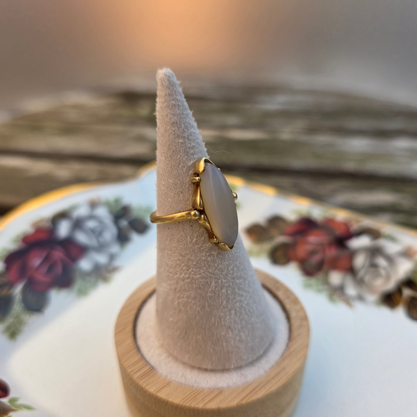 Vintage 14k gouden ring maansteen