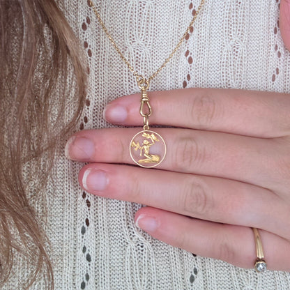 Vintage 14k gouden hanger sterrenbeeld maagd