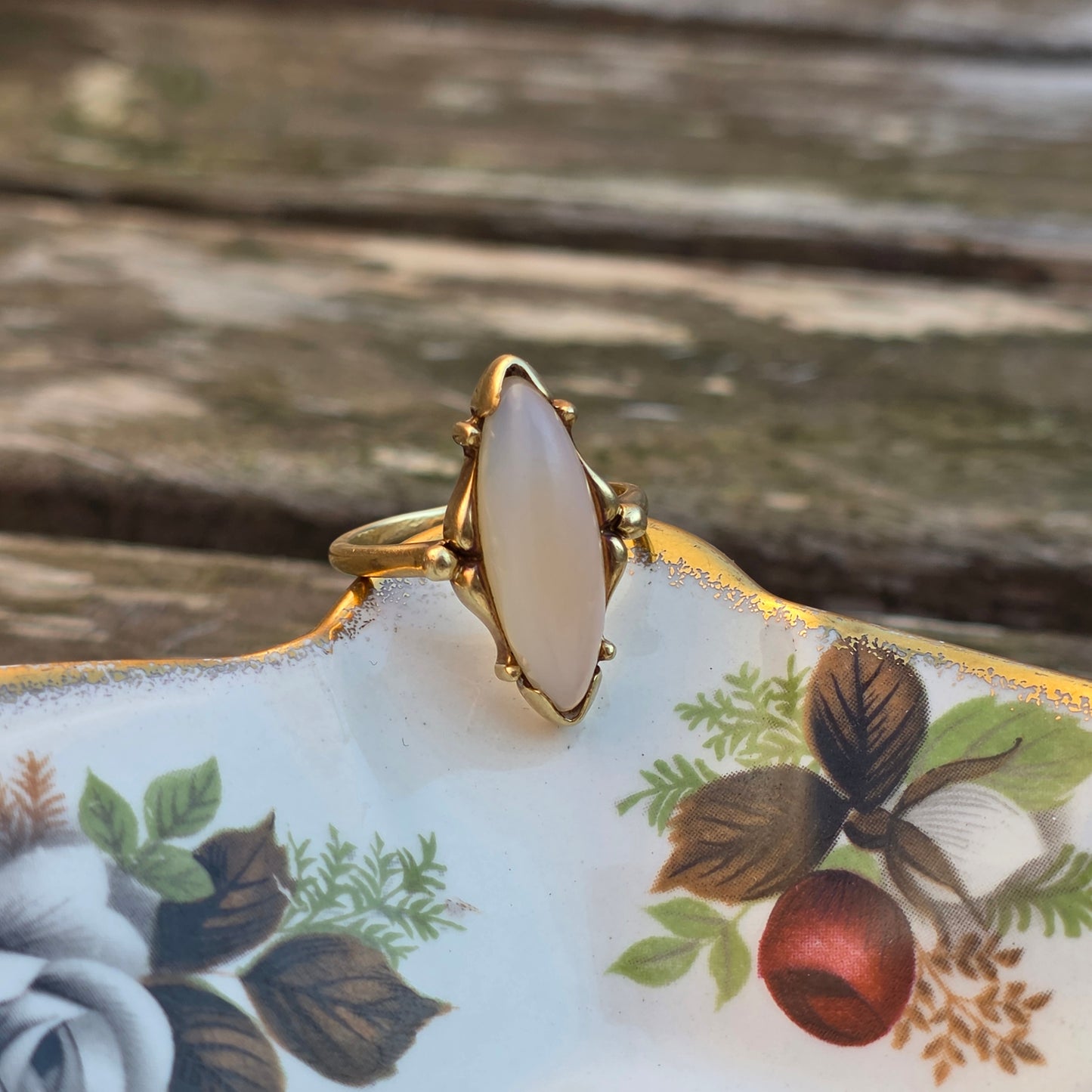Vintage 14k gouden ring maansteen