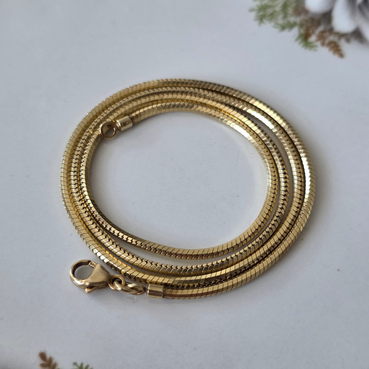 Vintage 14k gouden snake chain ketting