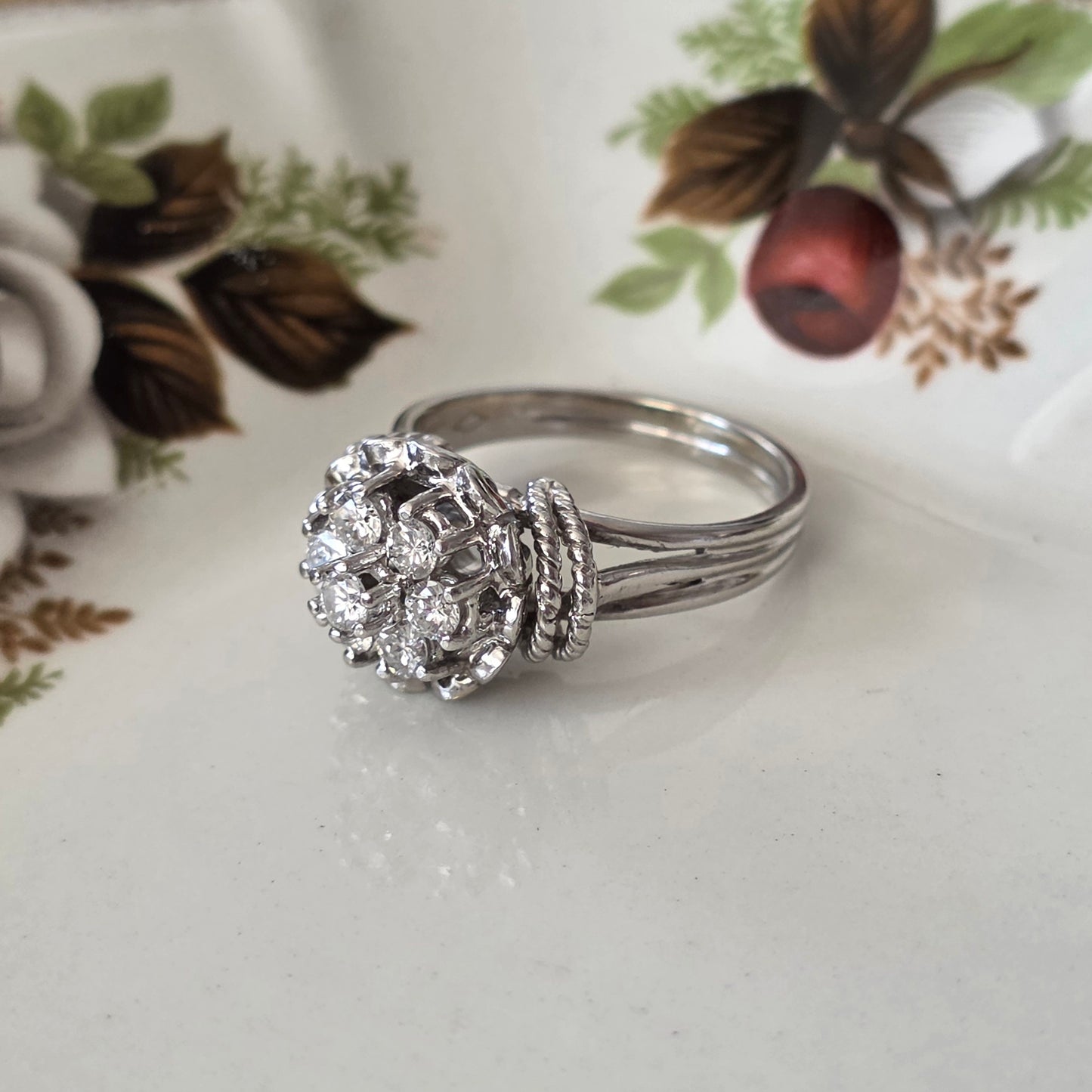 Vintage 18k witgouden ring met diamanten 0.56ct