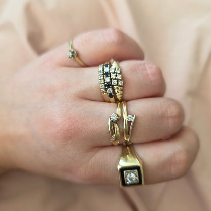 Vintage 14k gouden ring diamant 0.1ct