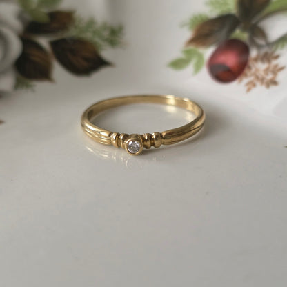Vintage 14k gouden solitair ring diamant 0.01ct