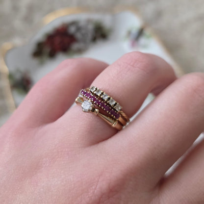 Vintage 14k gouden ring met robijnen